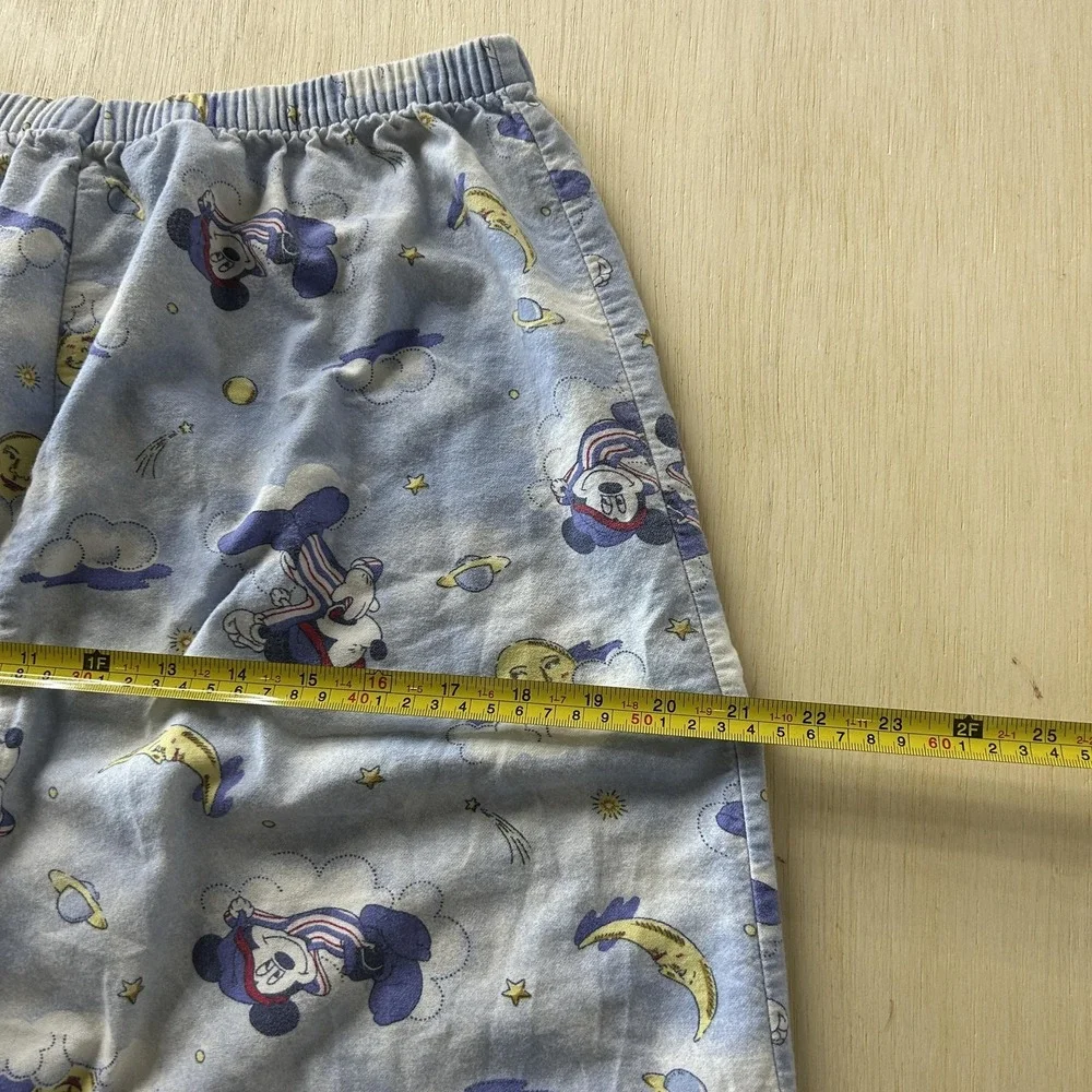 Vintage Disney Mickey Mouse Pajama Pants Size Large Blue Flannel Sleep Lounge - Picture 7 of 9